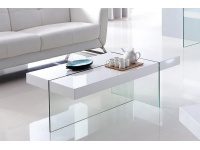 White and Glass Coffee Table - Hi Gloss