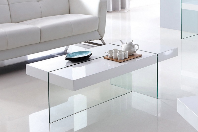 White and Glass Coffee Table - Hi Gloss